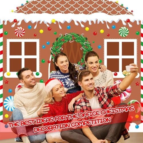 4 Pcs Christmas Gingerbread House Door Cover Decorations Gingerbread Door Cover Christmas House Backdrop For Xmas Holiday Party Supplies Home School Office Photo Booth Decor - Image 5